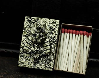 Ägyptische Anubis Kupfer Streichholzschachtel: Vintage Handwerker
