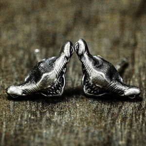 Hammerhead Shark Earrings-Hammerhead Shark Jewelry-Nautical Jewelry-Sterling Silver Shark Accessories-Large Marine Animals