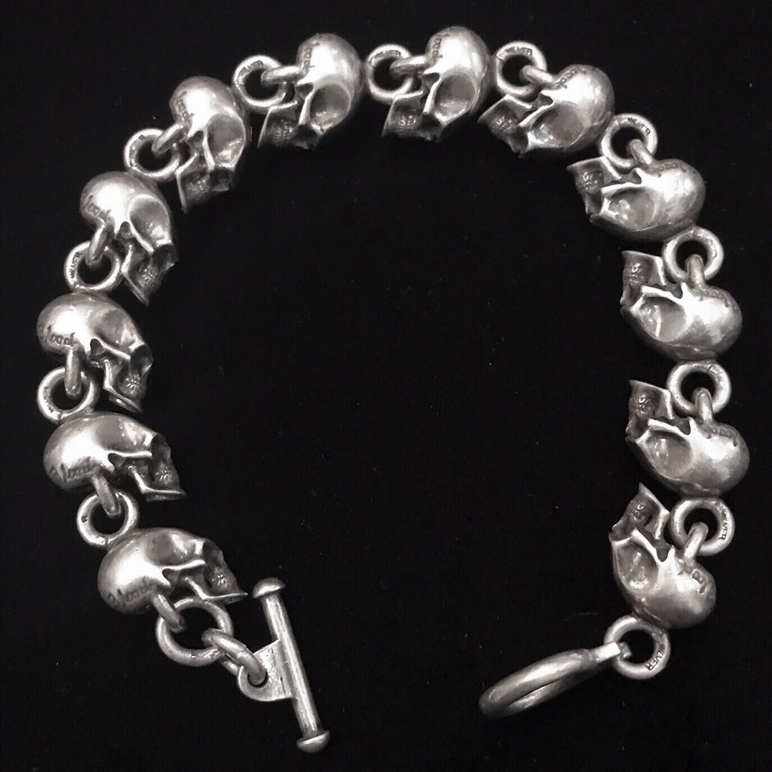 925 Silver Skull Bracelet, Skull Jewelry, Sterling Silver Skull