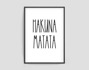 Hakuna Matata Kinderzimmer | Geschenk Taufe Geburt Baby | Geburtsposter | Geburtsdaten | Poster | Babyzimmer | Newborn