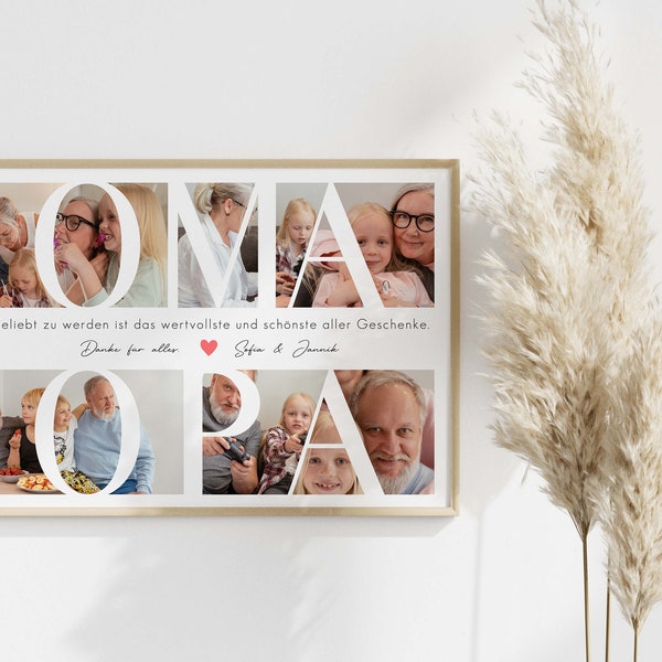 Geschenk Oma Opa Personalisiertes Fotogeschenk Weihnachtsgeschenk Foto-Collage Geschenk Enkel Geburtstag Großeltern Nana Dada home decor