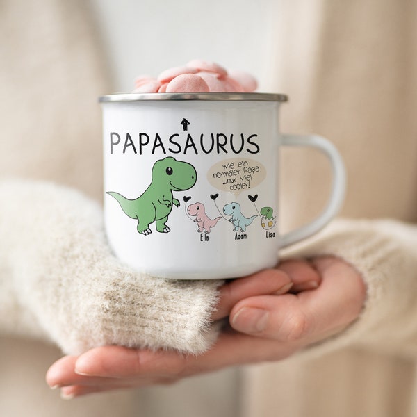 Papa Tasse personalisierte Geschenke Emailletasse Geburtstagsgeschenk Vater Weihnachtsgeschenk Geschenkideen Vatertagsgeschenk Dino