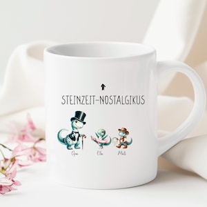 Geschenk Opa Tasse personalisiertes Geschenk Emailletasse Emaille Geburtstagsgeschenk Geschenkideen Steinzeit Nostalgikus Dino Enkelkinder