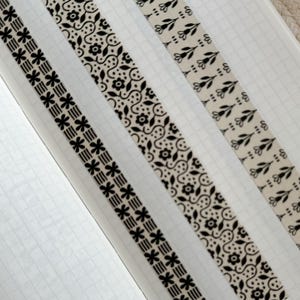 black boho summer washi tape, masking tape, journaling stationery washi tape, abstract washi tape, summer journaling, summer stationery