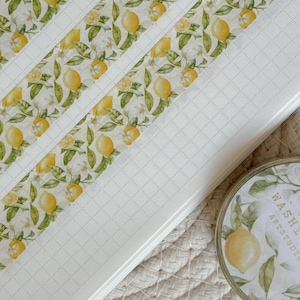 washi tape con motivo a limone, nastro adesivo di mascheratura, washi tape per cancelleria, washi tape al limone, washi estivo, washi tape mediterraneo