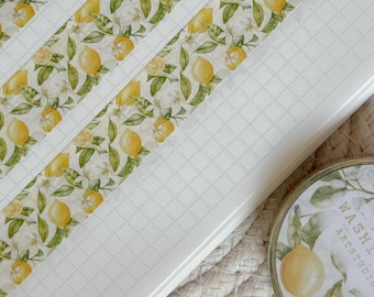 lemon patterned washi tape, masking tape, journaling stationery washi tape, lemon washi tape, summer washi, mediterranean washi tape