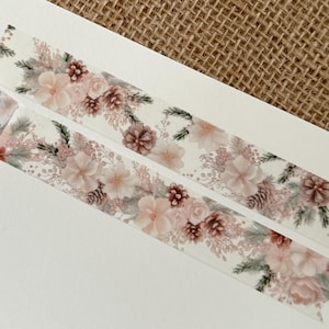 morbido nastro washi fiore invernale, nastro per mascheratura, elementi di pianificazione, forniture bujo, nastro washi natalizio, nastro washi invernale, nastro washi floreale
