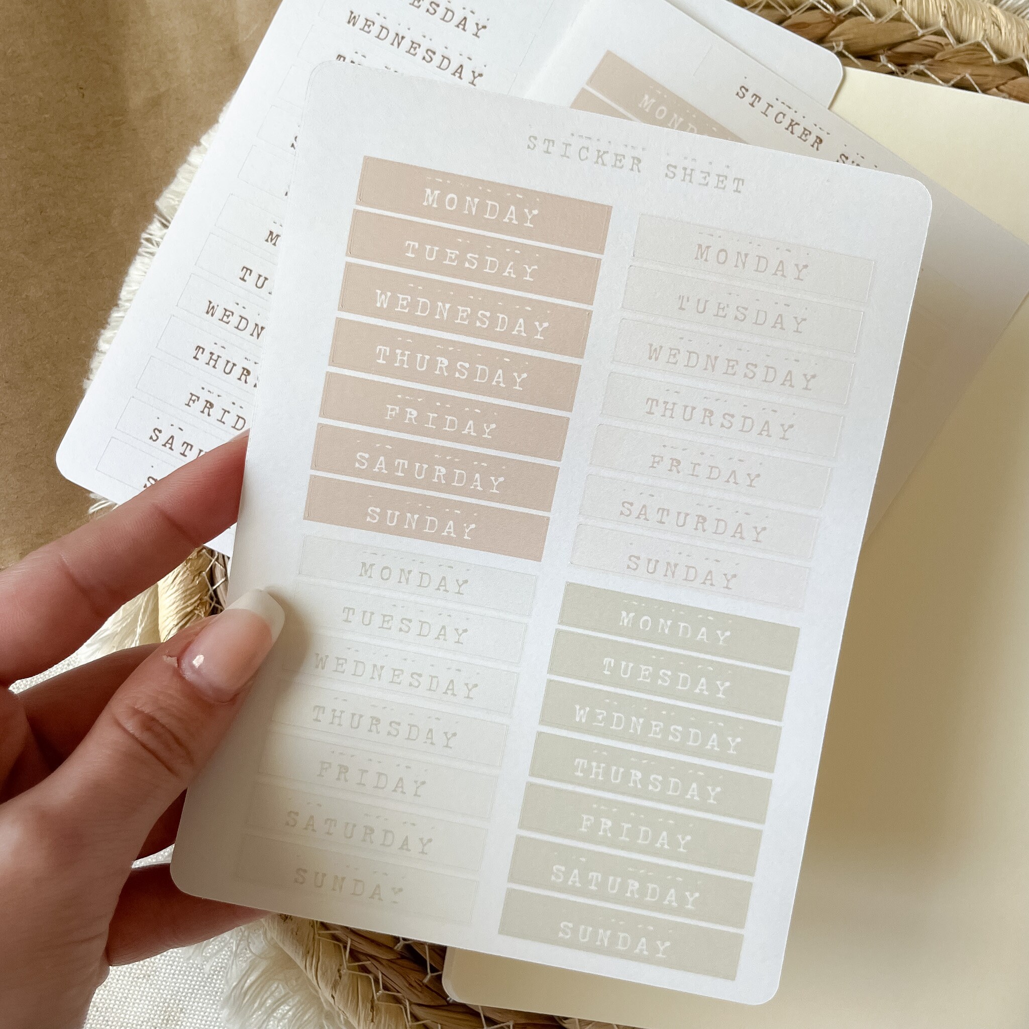 Typed Sticker Typed days of the week sticker sheet, planner sticker, bullet journal ...