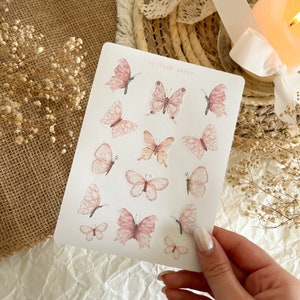 zachtroze vlinderstickervel voor journaling, planner