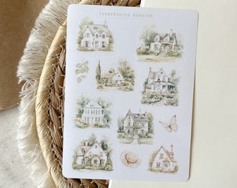 countryside houses sticker sheet, journaling sticker, cottagecore sticker, planner sticker, cottage sticker sheet,