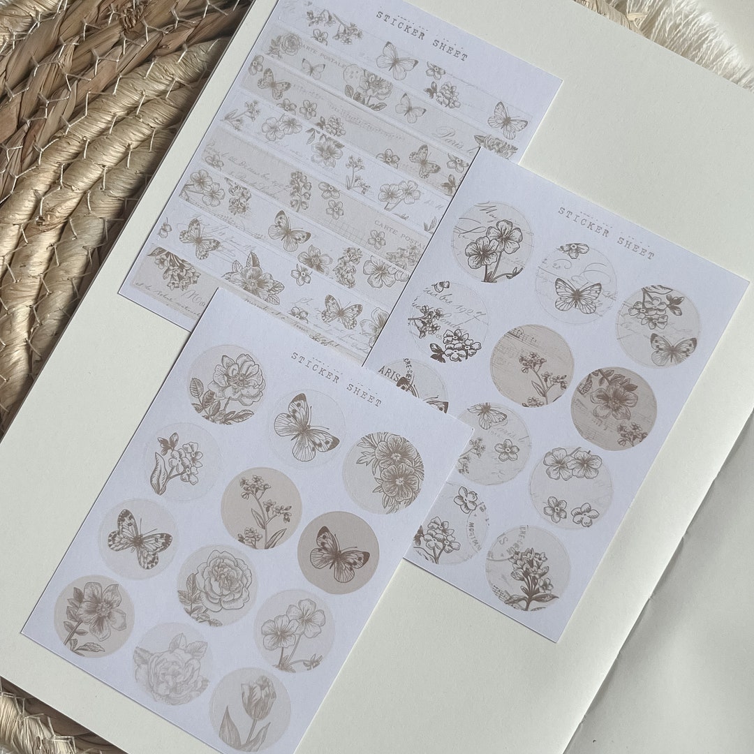 Mini Botanical Dots an Washi Tape Sticker Sheet, Journaling Sticker ...