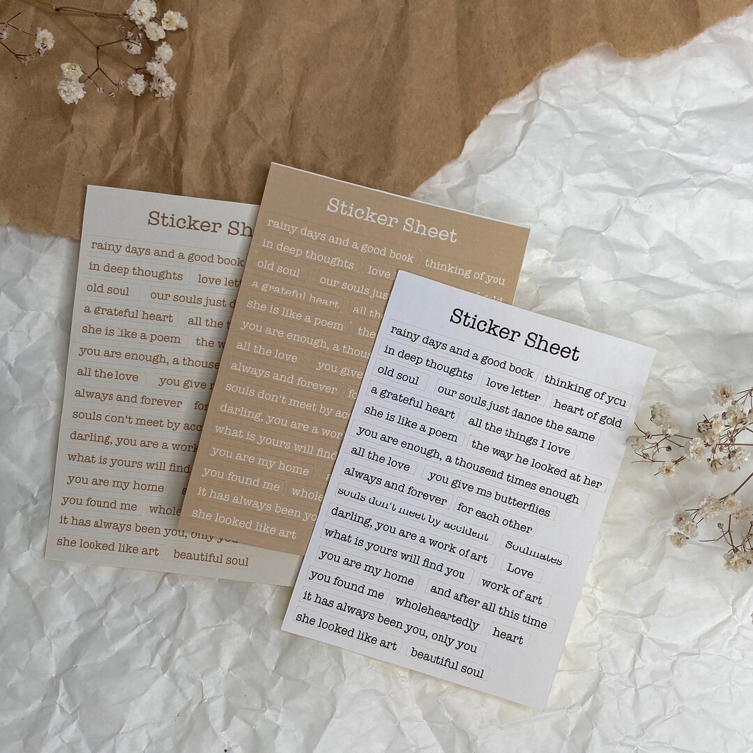 Typed Sticker Typed Words Sticker Sheet for Journaling or Penpaling - Etsy