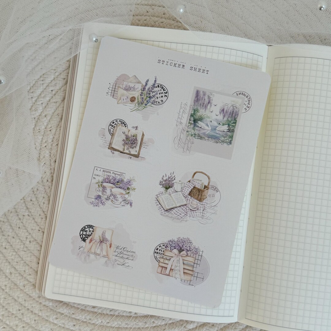 Wisteria Garden Collage Sticker Sheet, Journaling Sticker, Journal ...
