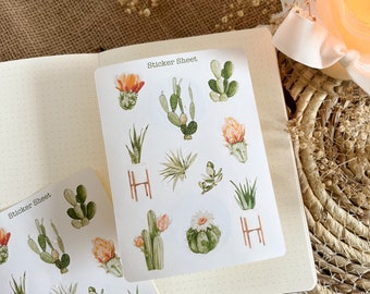 tropical cactus sticker sheet | summer stickers, bujo sticker , planner sticker