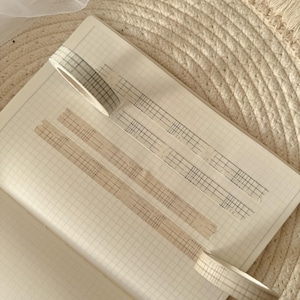 10mm vintage grid washi tape, masking tape, grid washi tape, planner washi tape, neutral washi, thin tape, tape for junk journal
