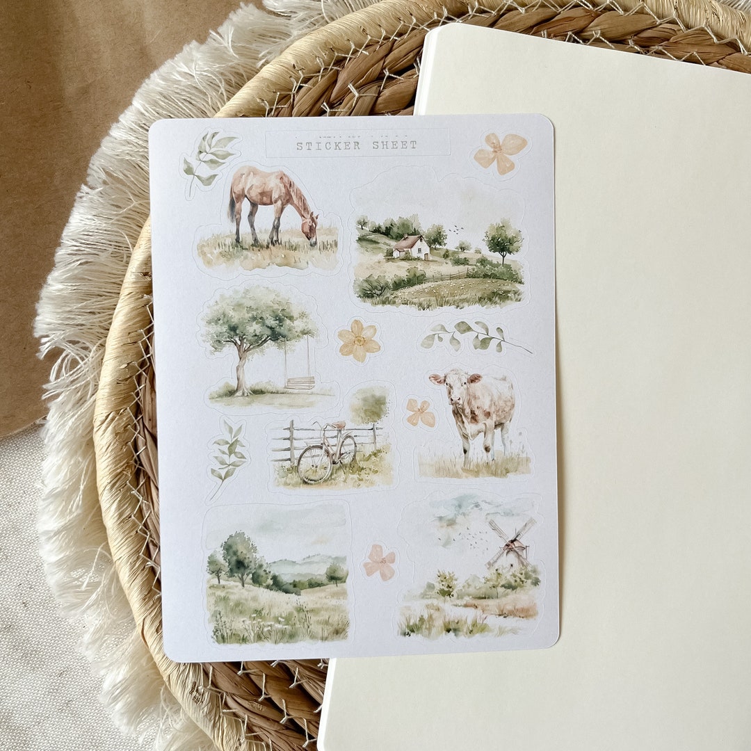 Countryside Farm Sticker Sheet, Journaling Sticker, Cottagecorer ...