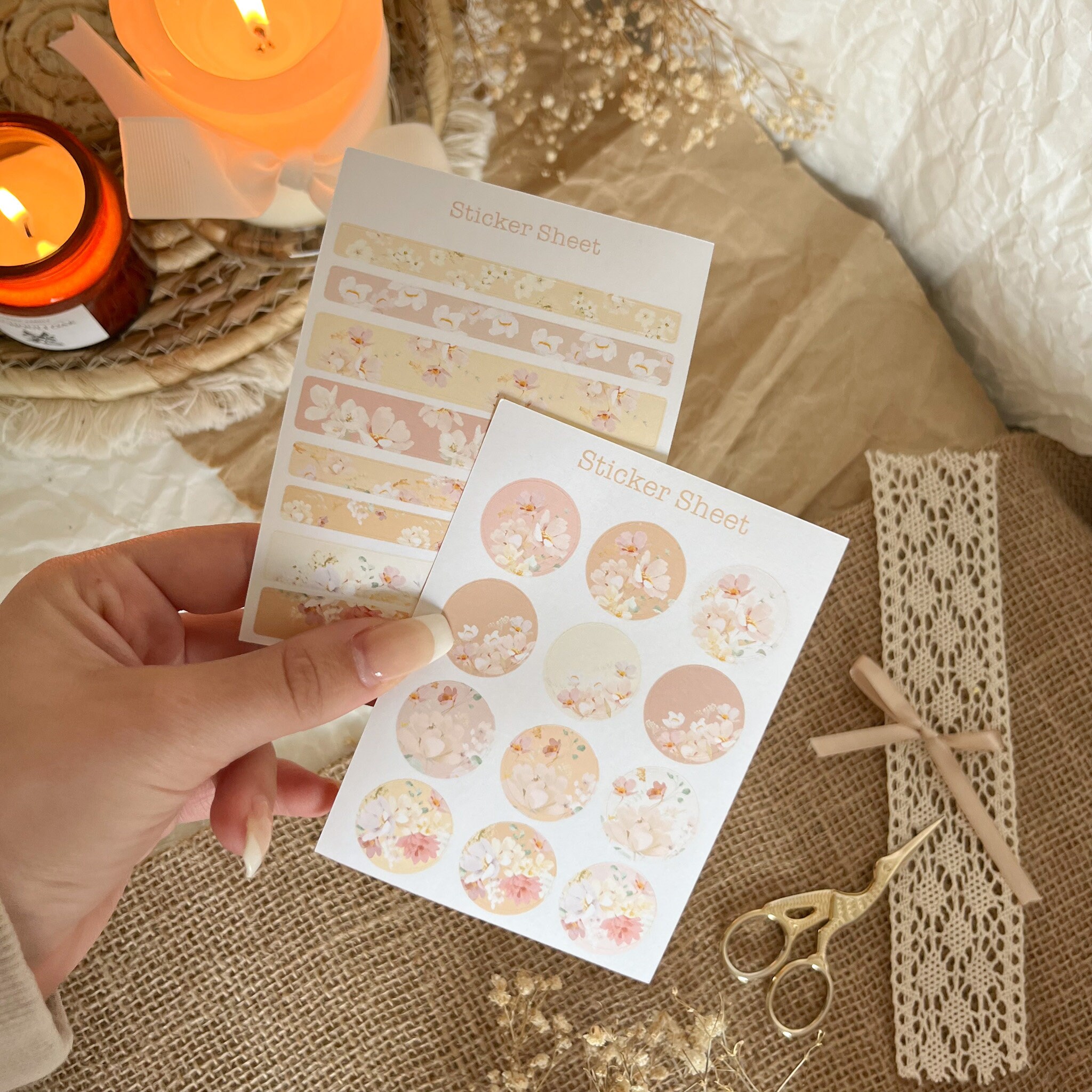 Lumiere Flower Dots and Washi Tape Sticker Sheet | Decorative Sticker ...