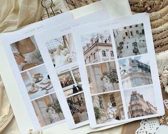 Parisian aesthetic picture sticker sheet for journaling, sticker sheet, planner sticker, bullet journal sticker