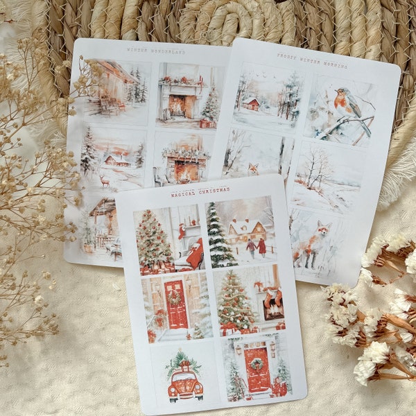 Christmas picture sticker sheet, book stickers,christmas sticker sheet, winter sticker sheet