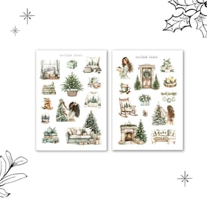 pine tree christmas sticker sheet, winter stationery, christmas sticker sheet, planner sticker sheet, christmas tree, cozy sticker