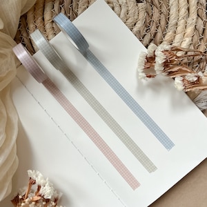pastelowa zielona, niebieska i różowa taśma washi w kratkę | taśma maskująca, taśma washi, taśma planner washi
