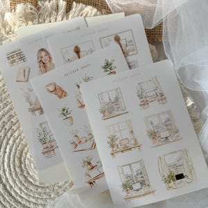 las niñas planificadoras empaquetan hoja de pegatinas, pegatina de diario, suministros de diario, pegatina del planificador, hoja de pegatinas del planificador, pegatina de bienestar