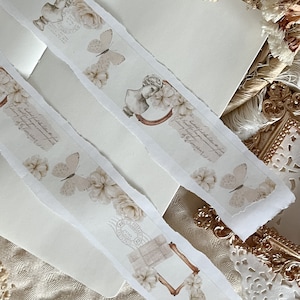 vintage butterfly and golden frame 30mm washi tape, masking tape, floral washi tape, aesthetic washi tape