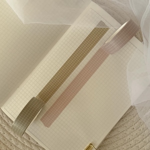 olive green and soft pink grid washi tape, masking tape, grid washi tape, bujo supplies, planner washi tape, spring washi