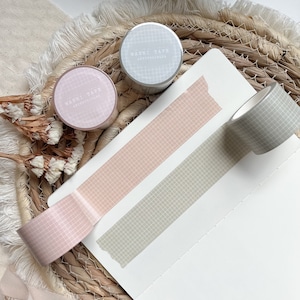 pink and green grid washi tape, masking tape, grid washi tape, journaling stationery washi tape, simple washi tape