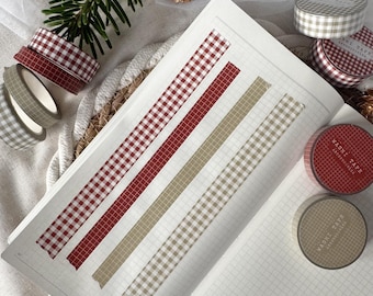 red and green grid washi tape, masking tape, journaling stationery, washi tape, gingham