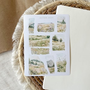 countryside paper scraps sticker sheet, journaling sticker, spring sticker, planner sticker, greenery sticker sheet,