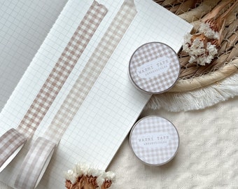 neutral gingham washi tape, masking tape, planner elements, bujo supplies, planner washi tape