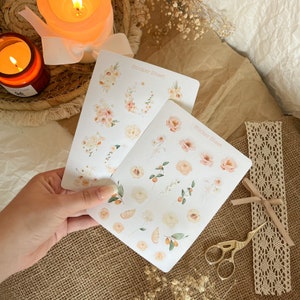 tropical flowers sticker sheet | bujo sticker sheet, planner sticker sheet, flower sticker sheet, floral sticker