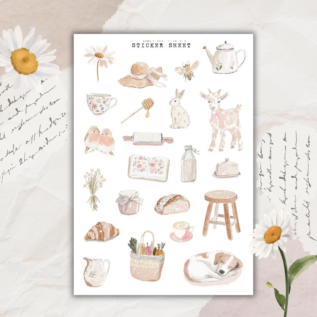 Soft Cottage Sticker Sheet Bundle, Spring Sticker, Planner, Scrapbook ...