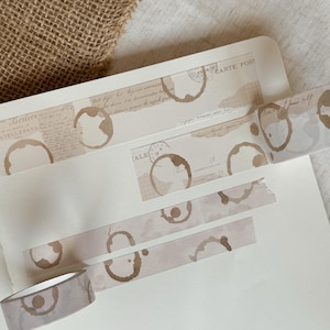 koffievlekken washi tape, masking tape, planner elementen, bujo benodigdheden, bruine washi tape
