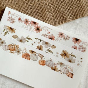 Ruban washi de citrouille florale d’automne, ruban de masquage, éléments de planificateur, fournitures bujo, ruban washi d’automne, ruban washi floral