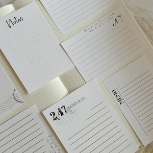memo journaling cards, paper ephemera, paper cut outs, card stock journaling cards 7 pieces