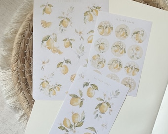 lemon sticker sheet, journaling sticker, lemon summer sticker, planner sticker, summer sticker sheet,