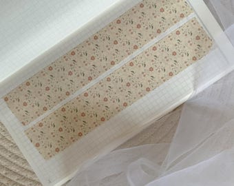 wide floral washi tape, masking tape, journaling stationery washi tape, neutral washi tape, flower pattern washi tape, 30mm washi tape