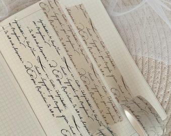 vintage handwriting 20mm washi tape, script washi tape, planner washi tape, deco washi tape, vintage, scrapbooking, letter washi tape