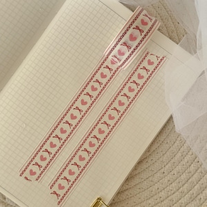 Valentijnsdag hart en strikken patroon washi tape, Valentijnsdag washi tape, bloem, hart, boog, roze, schattige washi tape