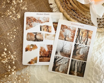 Autumn walk picture stickers and paper scraps sticker sheet
