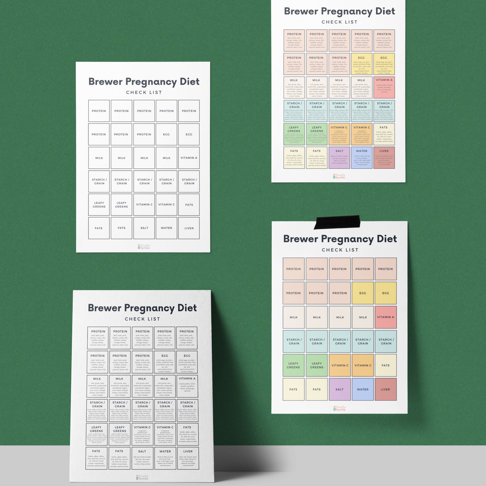 Brewer Pregnancy Diet Printable Checklist Prenatal Diet - Etsy