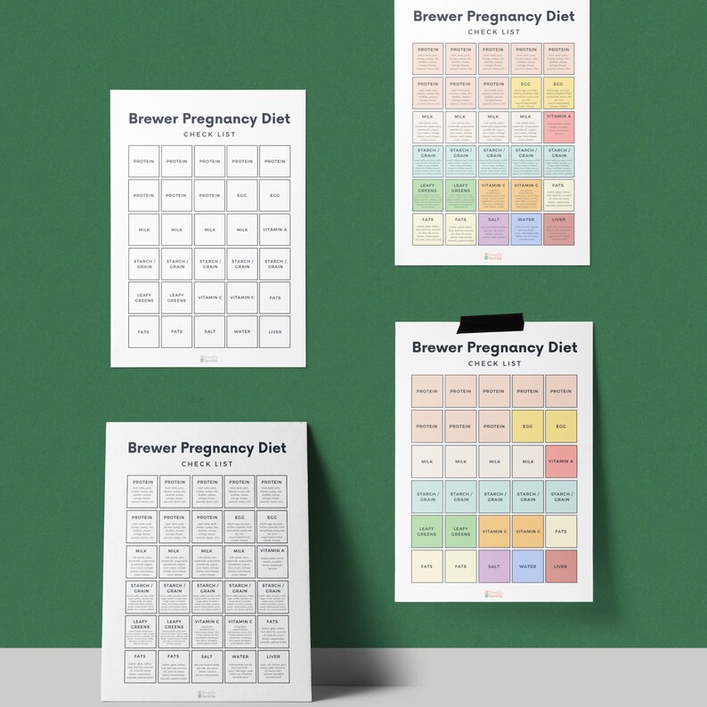 Brewer Pregnancy Diet Printable Checklist Prenatal Diet - Etsy