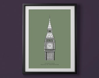 Elizabeth Tower (Big Ben) Palace of Westminster London Limited Edition Architecture Print