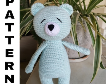 Ozy the Friendly Bear, Crochet Pattern, Amigurumi Bear Pattern, Bear Crochet Pattern, PDF Download Pattern, Green Bear Pattern, Easy Pattern