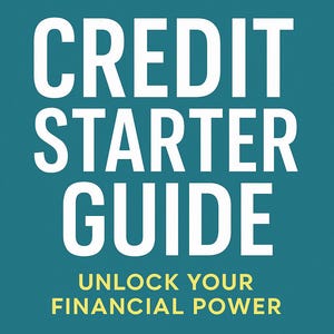 Könnte beinhalten: Türkisfarbener Hintergrund mit weißem Text, der „CREDIT STARTER GUIDE“ und „UNLOCK YOUR FINANCIAL POWER“ lautet. Das Pocket Assembly-Logo befindet sich in der oberen rechten Ecke.