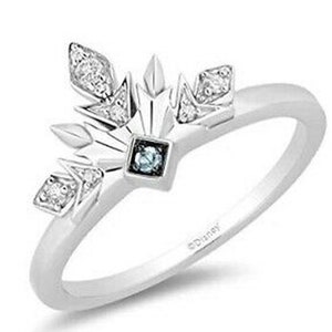 Enchanted Disney Frozen 2 Elsa Snowflake Engagement Ring/ 925 Sterling Silver Ring/ 14K Gold Promise Wedding Ring/ Anniversary Ring