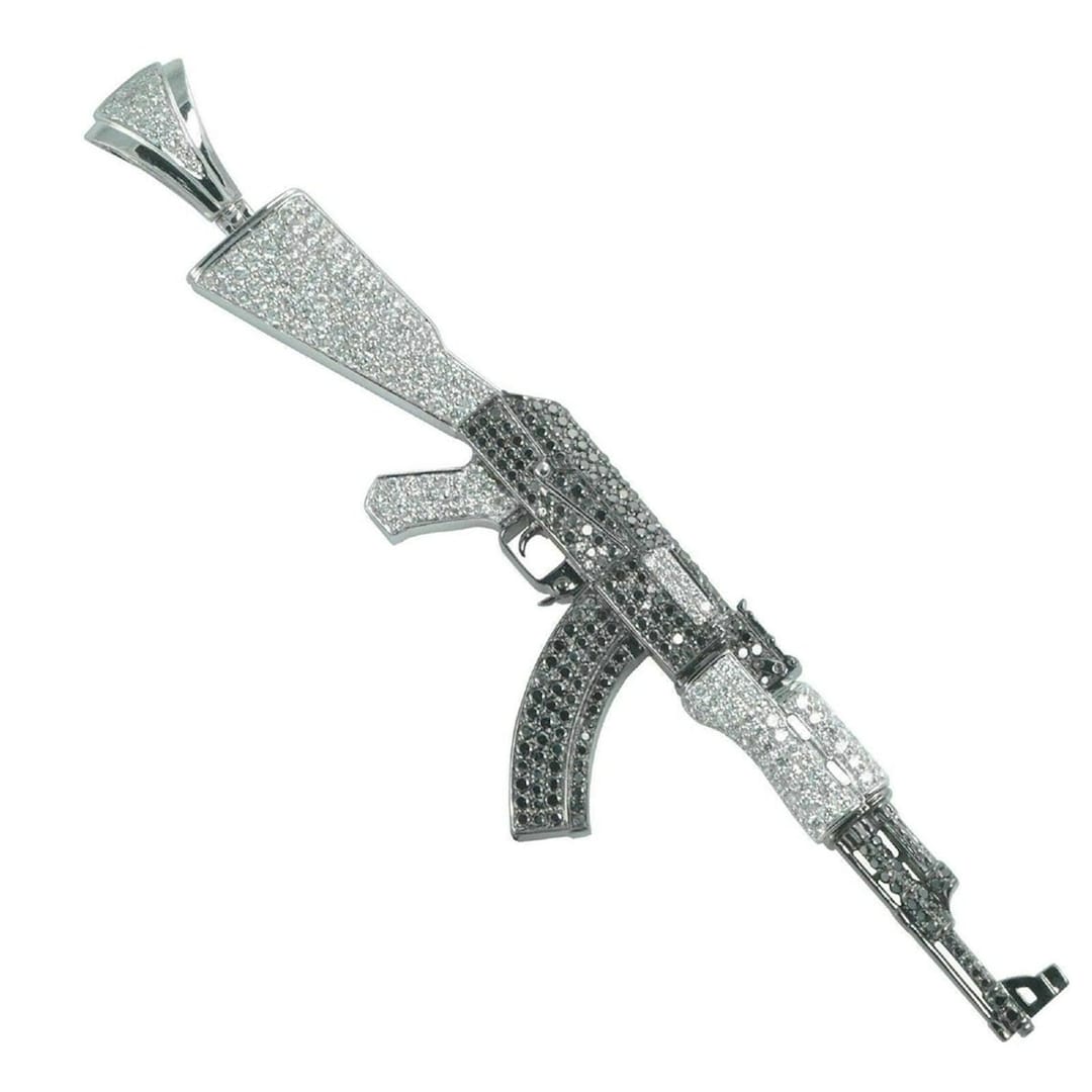 Collana Uomo Con Ciondolo Pistola AK-47 - Acciaio Inox 316L, Catena 24 Pollici, Regalo Punk