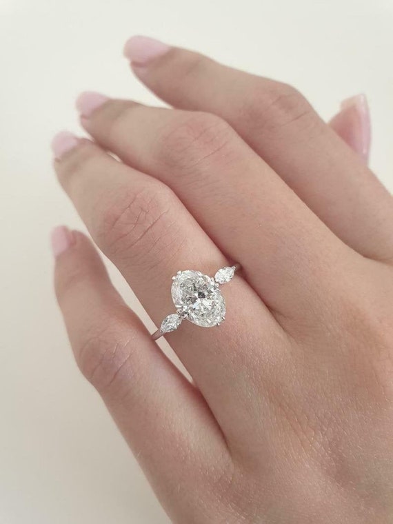 3.48Ct Cushion Diamond Bridal Anniversary Engagement Ring 14k White Gold 